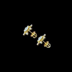 Radiant Diamond Star Floral Gold Stud Earrings