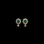 Regal Emerald & Diamond Halo Drop Gold Earrings