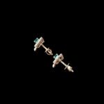 Regal Emerald & Diamond Halo Drop Gold Earrings