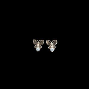Dainty Diamond Butterfly Gold Stud Earrings II
