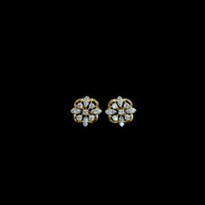 Elegant Floral Diamond Blossom Gold Stud Earrings