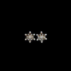 Radiant Diamond Snowflake Gold Stud Earrings