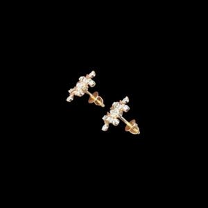 Radiant Diamond Snowflake Gold Stud Earrings