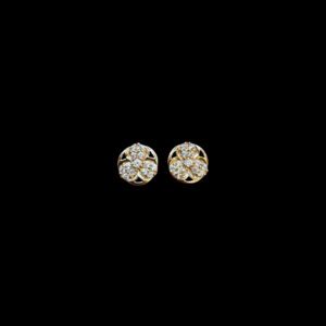 Radiant Diamond Floral Cluster Gold Stud Earrings