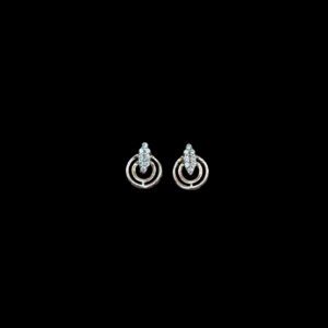 Elegant Diamond Marquise Circle Gold Stud Earrings