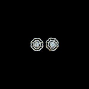 Ornate Diamond Octagon Halo Stud Earrings