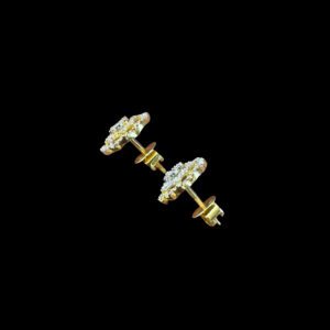 Ornate Diamond Octagon Halo Stud Earrings