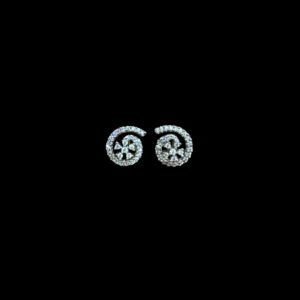 Elegant Diamond Spiral Floral Gold Stud Earrings