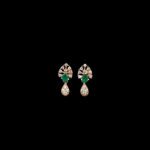 Elegant Emerald & Diamond Fan Drop Earrings