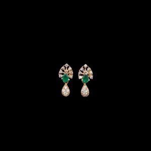 Elegant Emerald & Diamond Fan Drop Earrings