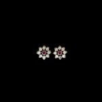 Radiant Ruby & Diamond Floral Stud Earrings II