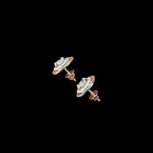 Regal Oval Diamond Halo Rose Gold Stud Earrings