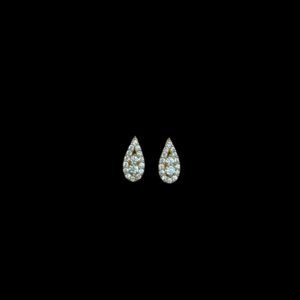 Chic Diamond Paisley Drop Gold Stud Earrings