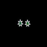Radiant Emerald & Diamond Floral Stud Earrings
