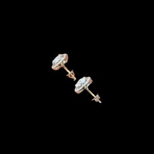 Elegant Diamond Halo Gold Studs