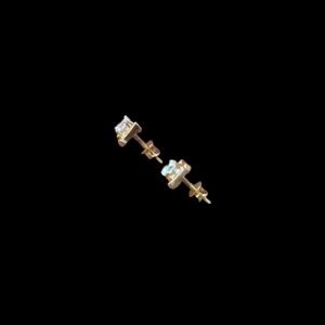 Classic Diamond Square Prong Gold Studs