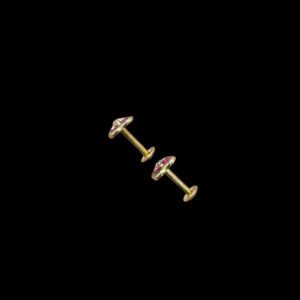 Radiant Ruby Clover Diamond Gold Studs