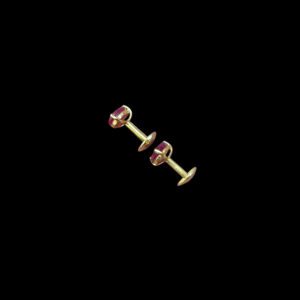 Dainty Ruby Pear Solitaire Gold Studs