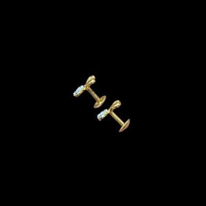 Dainty Diamond Butterfly Gold Stud Earrings
