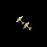 Regal Black Stone Diamond Halo Gold Studs