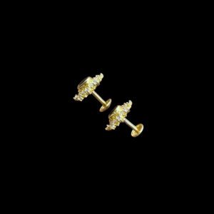 Regal Black Stone Diamond Halo Gold Studs