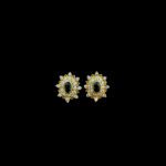 Regal Black Stone Diamond Halo Gold Studs