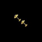 Dainty Black Stone Beaded Gold Studs