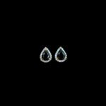 Elegant Black Stone Pear Halo Studs