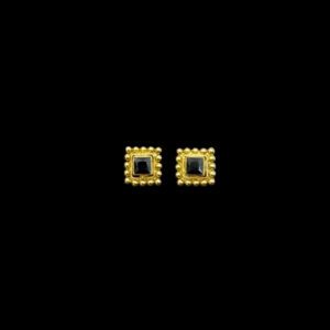Regal Black Stone Square Beaded Studs