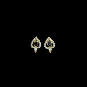 Elegant Black Stone Paisley CZ Studs