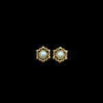 Elegant Pearl Floral Gold Stud Earrings