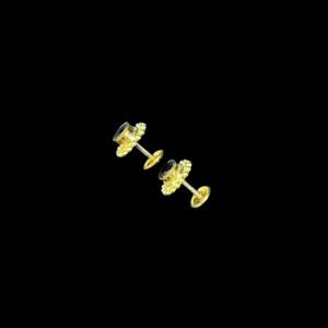 Midnight Black Stone Daisy Gold Studs