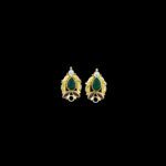 Regal Emerald Ruby & Diamond Paisley Gold Stud Earrings