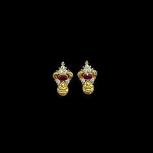 Divine Lakshmi Ruby & Diamond Temple Gold Stud Earrings II