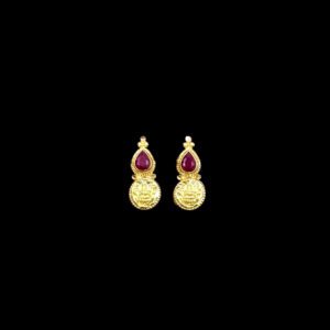 Divine Lakshmi Ruby Coin Gold Stud Earrings