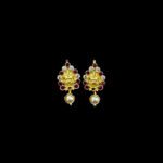 Divine Lakshmi Ruby & Diamond Pearl Drop Gold Earrings