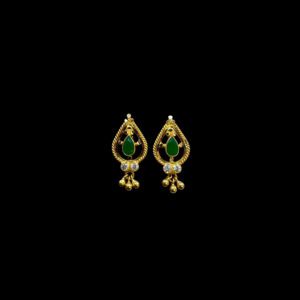 Elegant Emerald & Diamond Teardrop Gold Drop Earrings