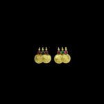 Divine Lakshmi Twin Coin Ruby & Emerald Gold Stud Earrings