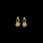 Divine Lakshmi Emerald Coin Gold Stud Earrings