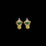 Divine Lakshmi Emerald & Diamond Temple Gold Stud Earrings