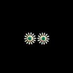 Radiant Emerald & Diamond Sunburst Gold Stud Earrings