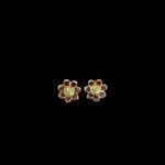 Divine Lakshmi Ruby Floral Antique Gold Stud Earrings