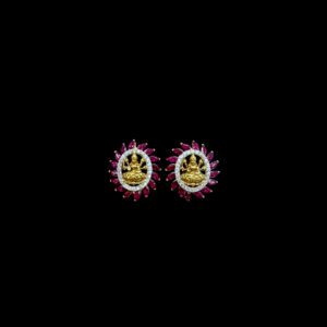 Divine Lakshmi Ruby & Diamond Temple Gold Stud Earrings