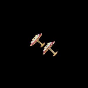Divine Lakshmi Ruby & Diamond Temple Gold Stud Earrings
