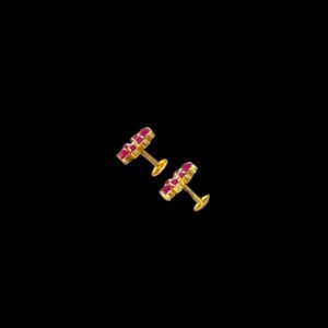 Radiant Ruby & Diamond Blossom Gold Stud Earrings