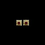 Regal Ruby & Diamond Square Stud Earrings III