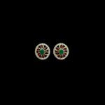 Regal Emerald Ruby & Diamond Pinwheel Gold Stud Earrings