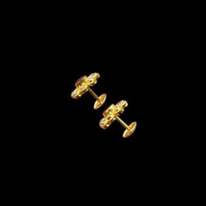 Regal Ruby & Diamond Floral Gold Stud Earrings