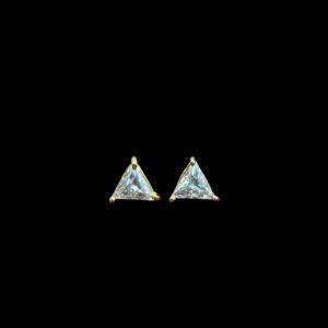 Radiant Trillion Diamond Solitaire Gold Stud Earrings