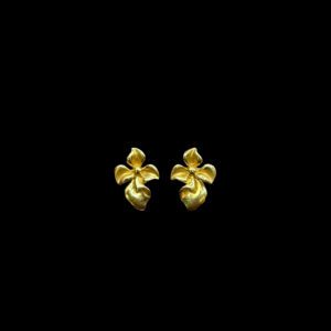 Elegant Floral Pinwheel Gold Stud Earrings